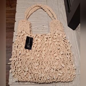 Macrame Tote Bag With Cowrie Shells